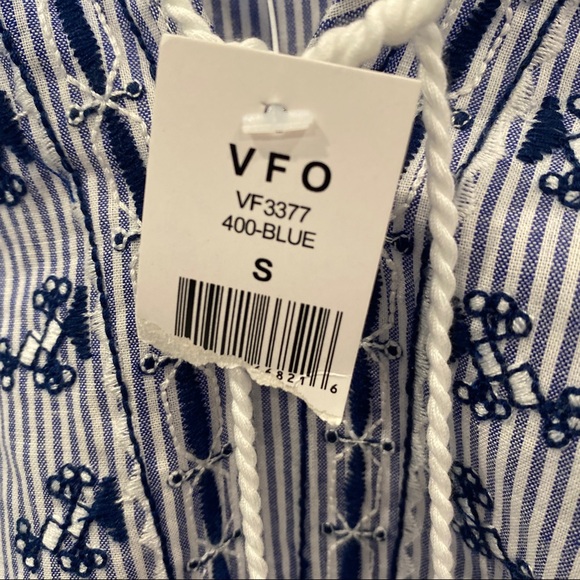 Blue and White Stripe Tantrums Peasant Blouse Size Small - Picture 6 of 7